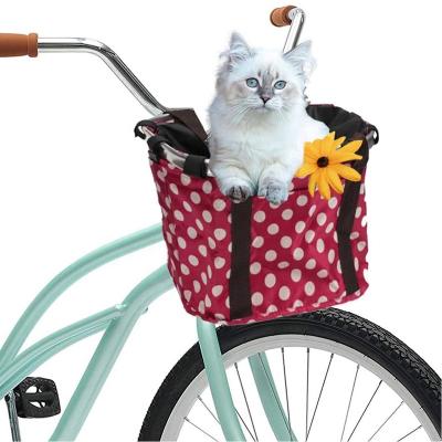 China Small Breathable Dog Bag Front Removable Bicycle Handlebar Bag Pet Carrier Bicycle Front Chassis Basket for sale