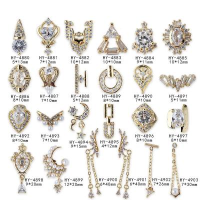 China 3D Metal Alloy Butterfly Nail Art Zircon Pearl Metal Manicure Nails DIY Accessories Nail Decoration for sale