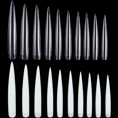 China 10pcs Extra Long Design Salon /Square False Stiletto Nail Tips Half Cover Nails Tip for sale