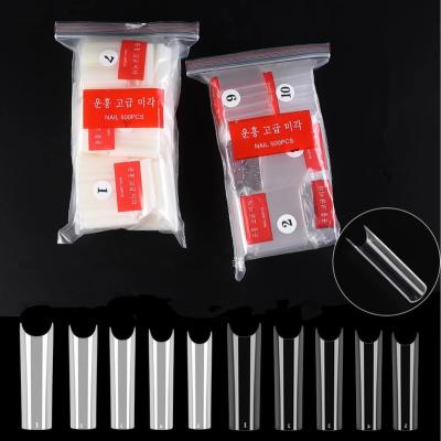 China 500Pcs/200pcs/100pcs Design Natural Transparent False Nails Shape Water Pipe Styles Nail To Connect Professional Salon Tips for sale