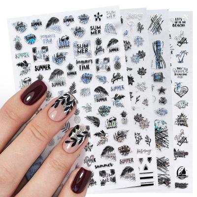 China Plastic 3D Stickers For Nails Design Simple Lines Geometry Nail Wraps Laser Sticker Art Decorations Transfer Decals for sale