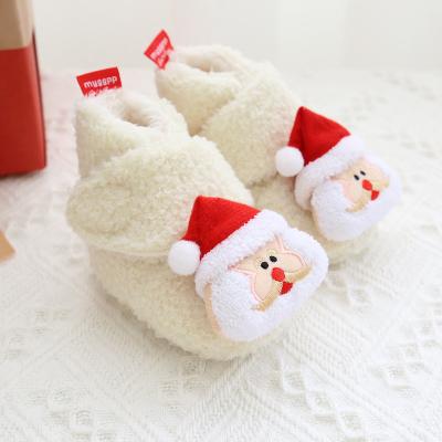 China High Quality Printed Winter Christmas Printed Warm Baby Shoes Slip On Toddler Walking Non-slip Fur Baby Boots for sale