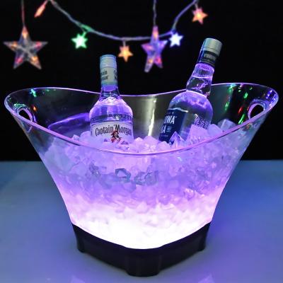 China Hotel Viable Oval Bar Nightclub Bar Nightclub Clear Acrylic Plastic Rechargeable Electric Led Light Coolers for sale