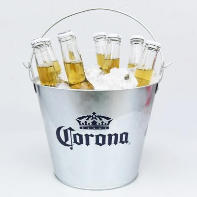 China Sustainable Party Crown Beer Drink Metal Cooler Insulated Retro Beverage Ice Bucket for sale