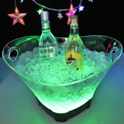 China Wholesale Sustainable Portable Luxury Bar Club Restaurant 12L Clear Plastic Acrylic Led Champagne Beer Ice Buckets for sale