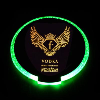 China Viable Wholesale Custom Bar Acrylic Plastic Luminous Led Light Up Coasters Drink Beer Wine Bottle Coasters for sale