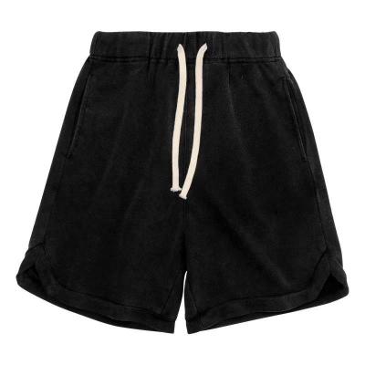 China Breathable High Street Vintage Washed 100% Cotton Elastic Waist Unisex Shorts Essentialsed Mens Gym Beach Custom Mesh Sweat Running Shorts for sale