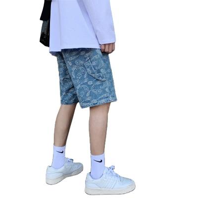 China Anti-wrinkle 3D printed popular pattern men short pants hip hop summer tooling denim shorts loose casual fashion short pants for sale