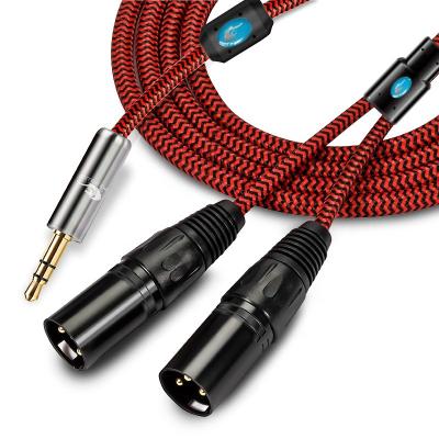 China High Fidelity Audio Mini Jack Speaker 3.5mm to 2 Pin XLR 3 Cable for PC Headphone Amplifier MP3 Mixer Console Dual XLR to 3.5 Cable for sale