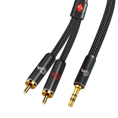 China 2020 GOLLEY Speaker LION Black Nylon 3.5mm to RCA Cable Male to RCA Male Splitter Audio Cable for sale