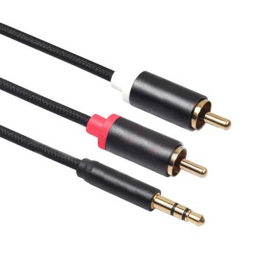 China Low MOQ Custom Multimedia Splitter Black Y Pigtail 3.5mm To 2RCA Cable for sale