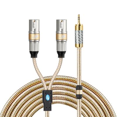 China aux cable High End Speaker 3.5mm Male To Dual Canon XLR Male Luxurious Enthusiasts Audio Cable for sale