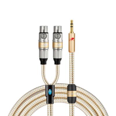 China GOLLEY LION Speaker Audio XLR 3Pin to 3.5mm Plug Stereo Jack Male to 2 XLR Female for Microphone Console Sound Instrumentation Cable for sale