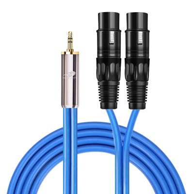 China GOLLEY LION Professional 3.5mm Stereo Speaker Connector to 3pin XLR Braid Jacket Microphone Cable Nylon Snake Cable for Mic Speaker Mix for sale