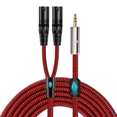 China 2020 New Dmx 3.5mm 6.35MM Stereo Speaker Cable To Dual XLR Male To Male ADAPTER for sale