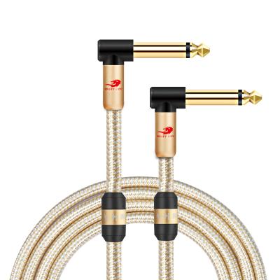 China HOME THEATER 1/4 inch Mono 6.35 to 6.35mm TS Male to Male Right Angle 90 Degree Plug Microphone Cable, Guitar, Musical Instrument Audio Cable for sale