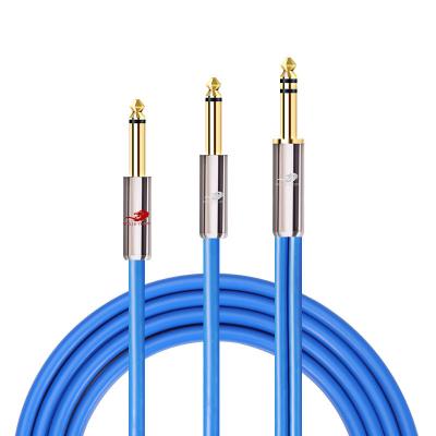 China Speaker GOLLEY LION Stereo China Suppliers Best Selling TRS Jack To 2*6.3mm TS Monio Jack Y Splitter Cable AV Cable Audio Sound Card for sale