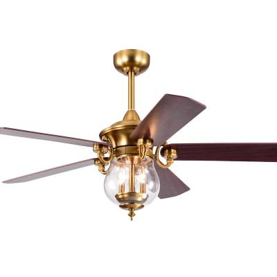 China With Light Europe Style 52 Inch DC Motor Ceiling Fan Home Decorative Ceiling Fan With LED Light for sale