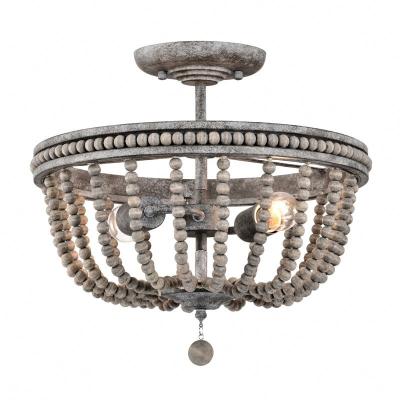 China Hot Sale Retro Villa Design Energy Saving Decorative Wooden Beads Chandeliers Hanging Pendant Lights for sale