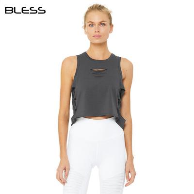 China Breathable Custom Wholesale Bulk Crop Vest Gym Fitness Slim Fit Tank Tops Yoga Tops For Women for sale