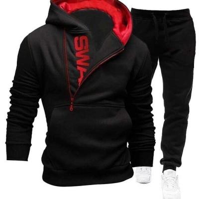 China 2022 New China Anti-Wrinkle Hooded Men's Fleece Sweatshirt Set Wholesale Zipper Disagree Side Pullover for sale