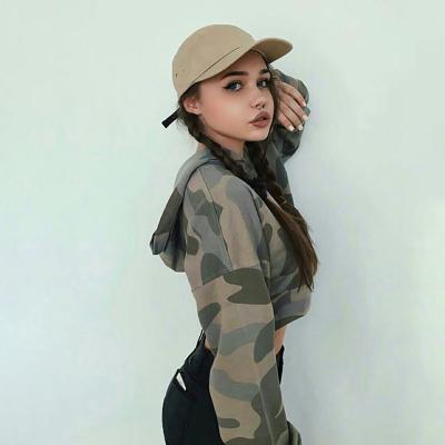 China European antibacterial spring and female autumn trend main set hoodie and American wind camouflage hooded shortly for sale