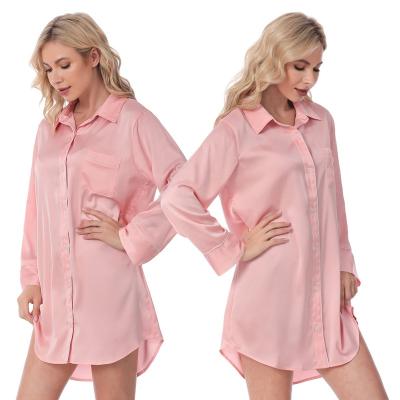 China Women Spandex Satin Chiffon QUICK DRY Nightgown Sheaths Long Sleep Wear for sale