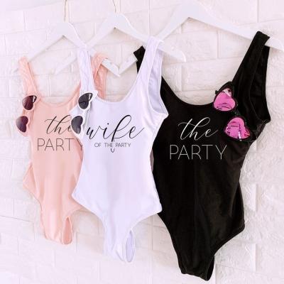 China LOGO Bridal Party Women One Piece Sexy Anti-UV Swimsuit Bride Swimwear for sale