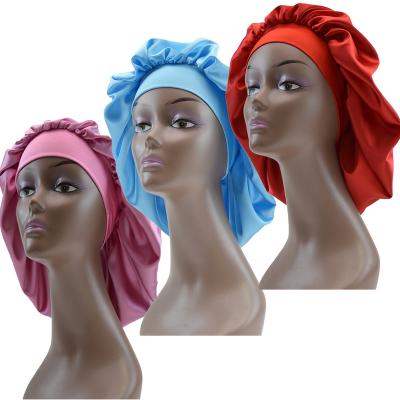 China European and American fashion women's silk satin bonnet single layer designer hair bonnets 12 colors in stock for sale