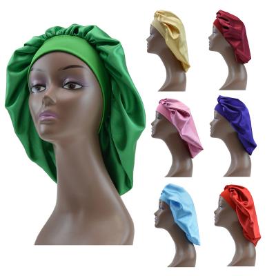 China Designer Satin Bonnets Women Silk Casual Cheap Single Layer Hair Bonnet for sale