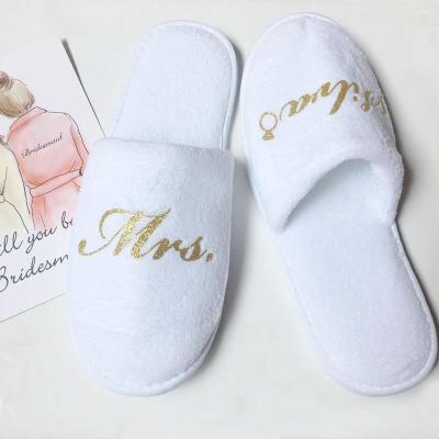 China Fashion Trend Factory Slipper Adults Kids Hotel White Home Wedding Bride Slippers With Unique EVA LOGO Available for sale