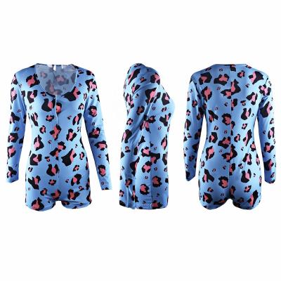 China Breathable Long Sleeve V-Neck Stretchy Onesie Pajamas Shorts Rompers Adult Onesie Pajamas For Women for sale