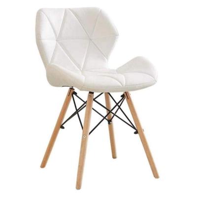 China Modern Beech Wood Leg Dining Chairs Upholstered Faux Leather Seat for sale