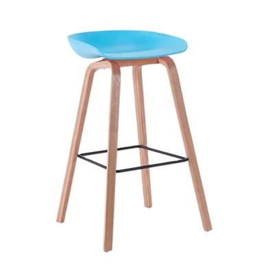 China Contemporary Modern Counter Height Blue Plastic Bar Stool With Footrest for sale