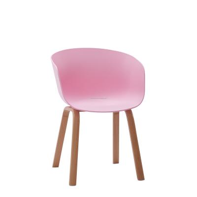 China Cheap Elegant Factory Price Armrest Pink Coffee Dining Chair With Metal Leg for sale