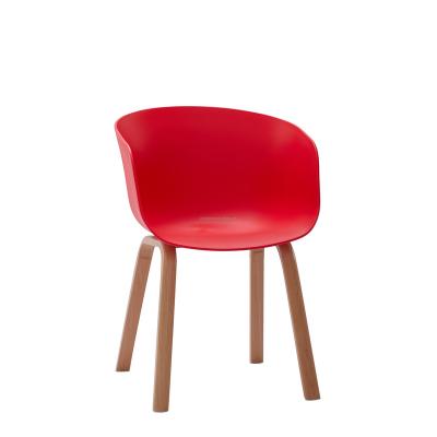 China Cheap Elegant Factory Price Armrest Red Coffee Dining Chair With Metal Leg for sale