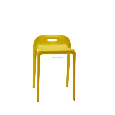 China Cheap Factory Price Small PP Yellow Stackable Restaurant Cafe Waiting Dining Stool Chair for sale