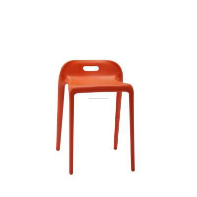 China Cheap Factory Price Orange Stackable Small PP Restaurant Cafe Waiting Dining Stool Chair for sale