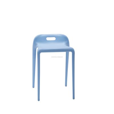 China Cheap Factory Price Light Blue Stackable Small PP Restaurant Cafe Waiting Dining Stool Chair for sale