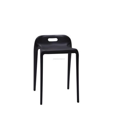 China Cheap Factory Price Small PP Black Stackable Restaurant Cafe Waiting Dining Stool Chair for sale