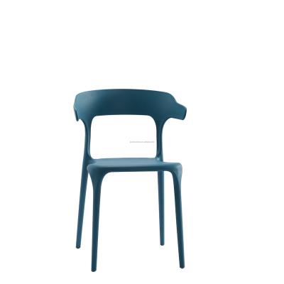 China Cheap hot sale factory price dark blue stacking pp dining chair with arms for sale