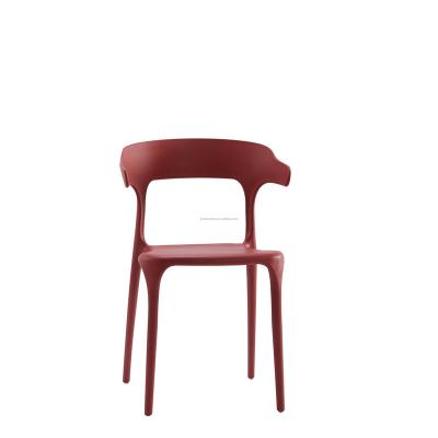 China Factory Price Cheap Hot Sale Burgundy Stacking PP Dining Chair With Arms for sale