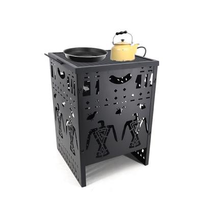 China Stocked Mini Modern Round Outdoor Campfire Indoor Grill Grate Over Black Aluminum Fire Tower Prefab Fire Pit for sale