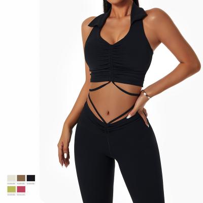 China Breathable Yoga 5 Piece Suit Women Sports Bra Shorts Gym Workout Sporty Activewear Shirt Leggings Pants Seamless Fitness Yoga Set for sale