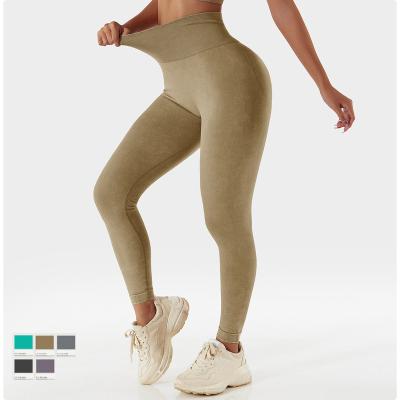 China Breathable Seamless Leggings For Women Fitness Yoga Pants High Waist Workout Gym Legging Sand Wash Sports Gaiters Running Tights for sale