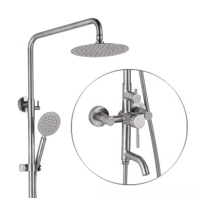 China With Sliding Bar Nickel Brushed 8 Inch Rain Shower Set 3 Function Stainless Steel Bathroom Faucet Shower 304 for sale