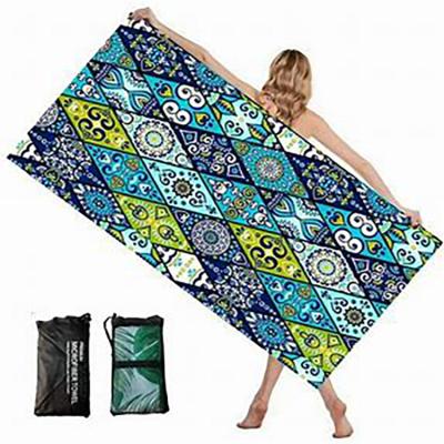 China Microfiber Beach Towel Wholesale Hypoallergenic Quick Dry Proof Free Skin Friendly Bilateral Printed Beach Towel for sale