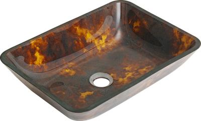 China glass rectangular  bathroom sink TY-068 460*330*110*12MM for sale