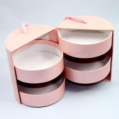 China Paper Cylinder Handmade Hard Side Open Gift Box Present 4 Layers Logo Round Custom Cardboard Cylinder Pink Gift Box for sale