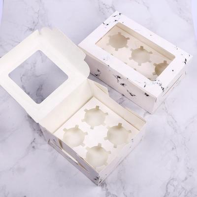 China Handmade Paper Cardboard Cupcake Gift Box Wrapping Paper Cookie Cake Packaging Box With Plastic Window for sale